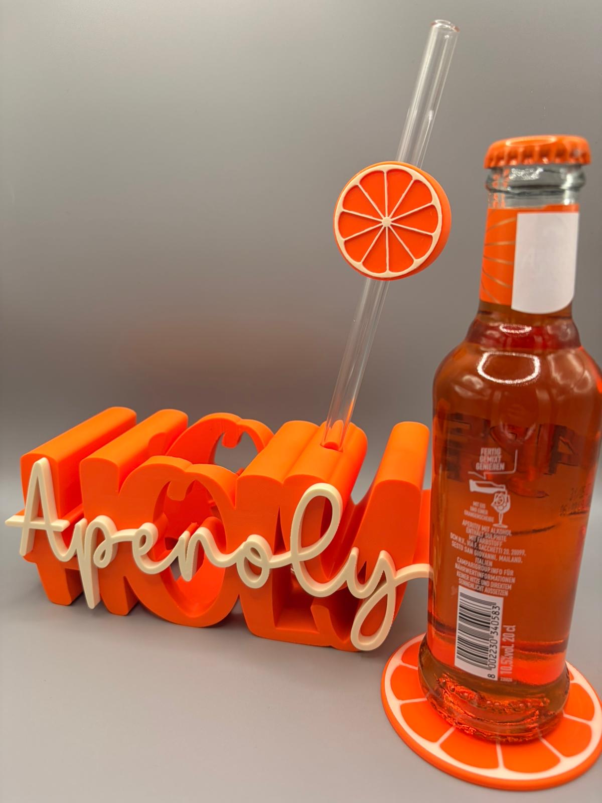 Holy Aperoly Flaschenhalter mit Glasstrohhalm – 3D-gedruckt