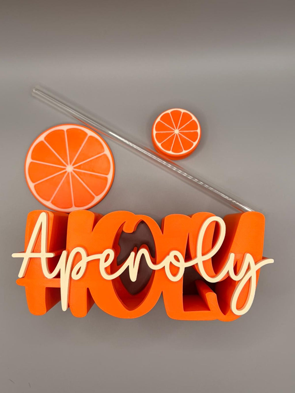Holy Aperoly Flaschenhalter mit Glasstrohhalm – 3D-gedruckt