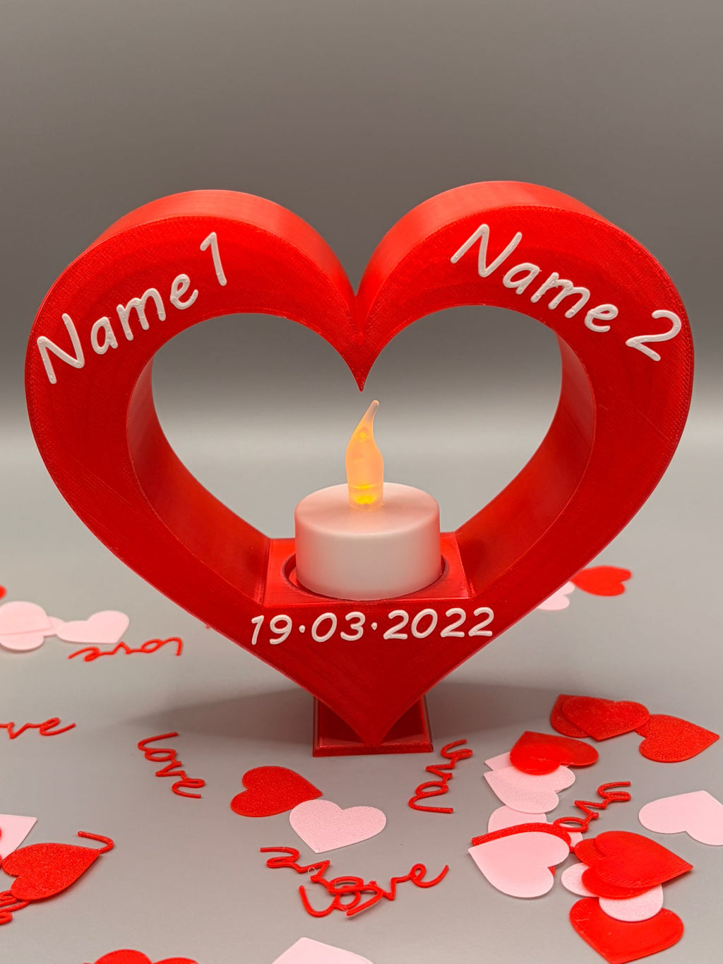 Personalisiertes Herz mit LED Teelicht - geschenk für Valentinstag personalisiert