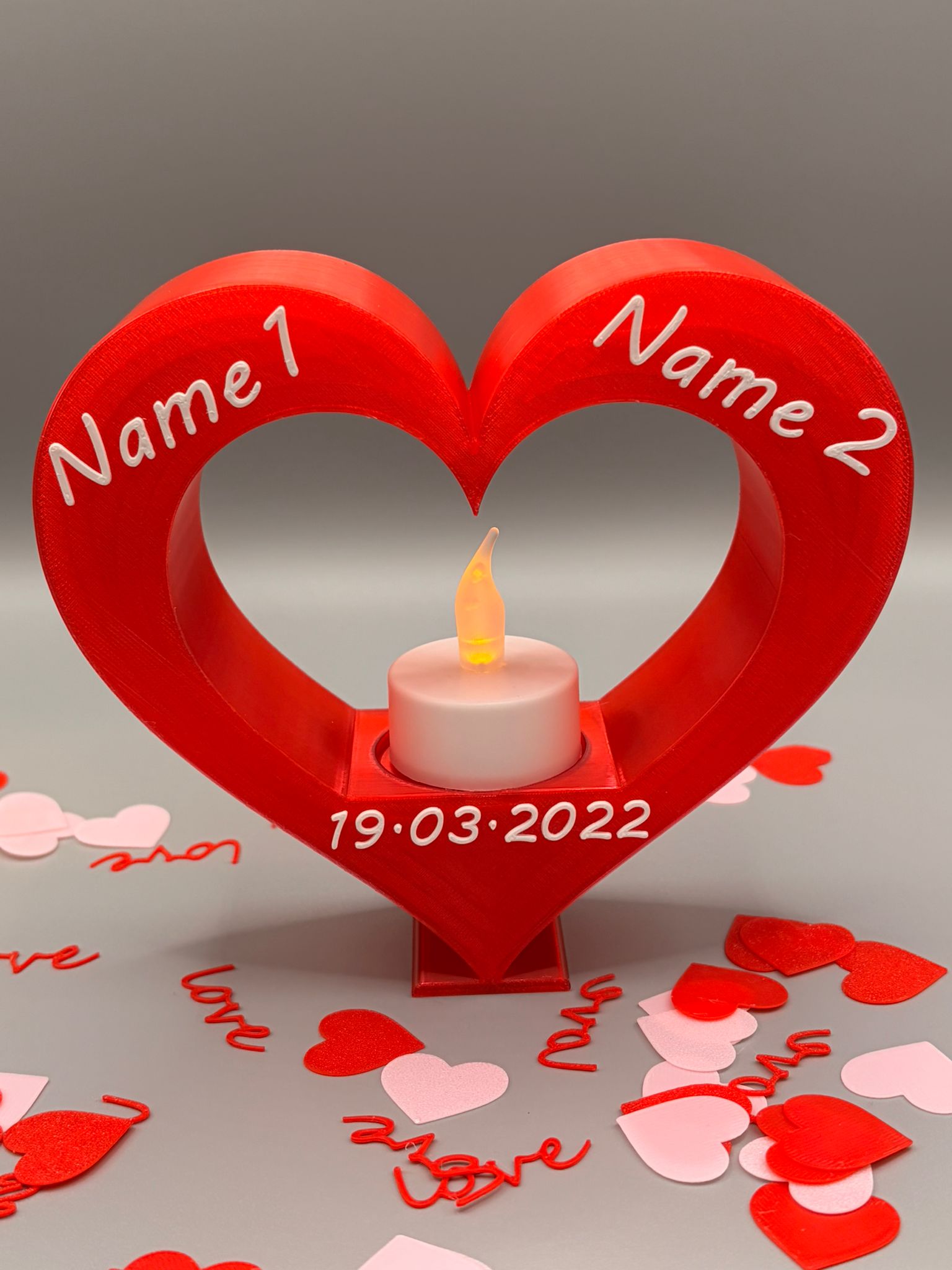 Personalisiertes Herz mit LED Teelicht - geschenk für Valentinstag personalisiert