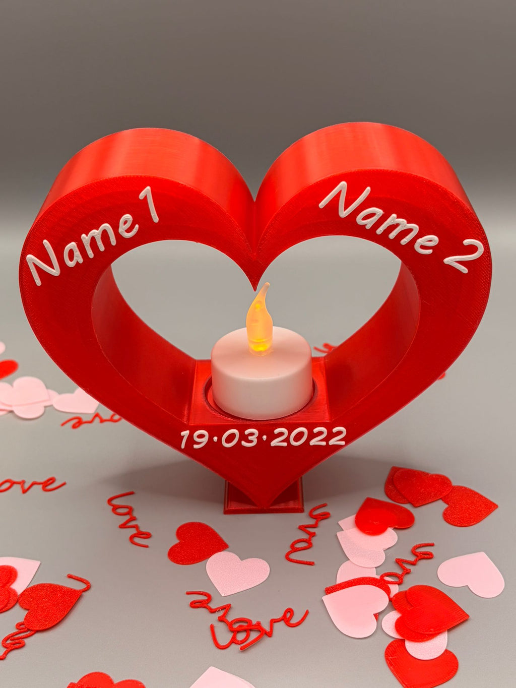 Personalisiertes Herz mit LED Teelicht - geschenk für Valentinstag personalisiert