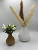 Trockenblumenvase mit Rillen-Design - Moderne Deko-Vase