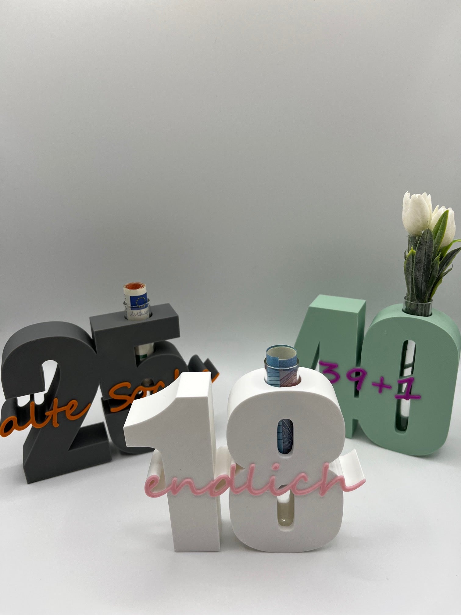 Personalisierbare Geburtstagszahl mit Reagenzglas - 3D Geschenkidee