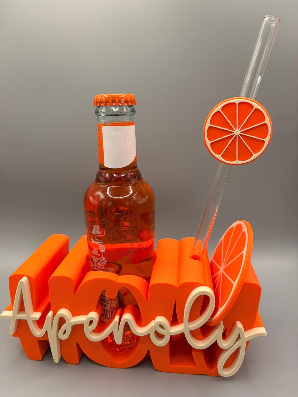 Holy Aperoly Flaschenhalter mit Glasstrohhalm – 3D-gedruckt
