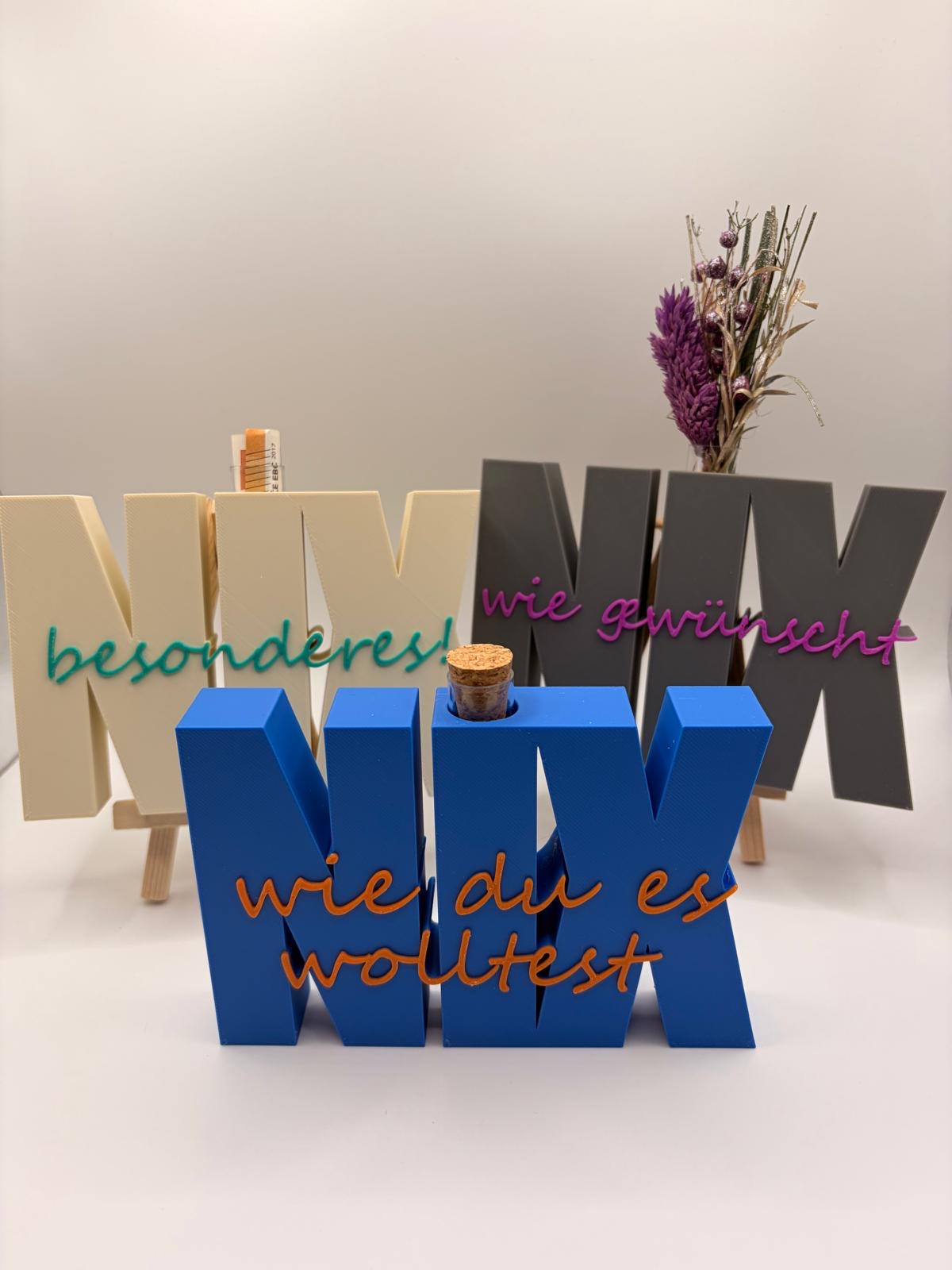 NIX Aufsteller mit Reagenzglas - Personalisierbare Geschenkidee