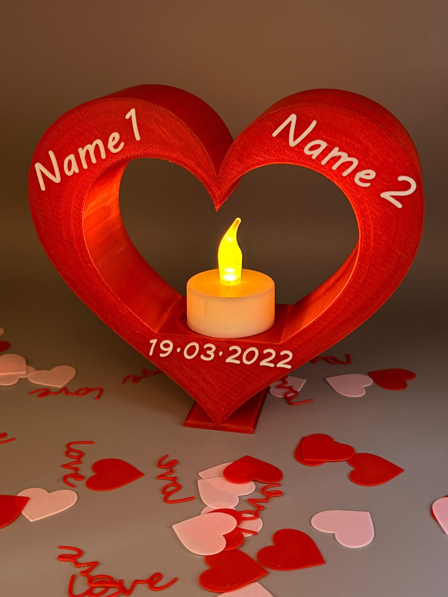 Personalisiertes Herz mit LED Teelicht - geschenk für Valentinstag personalisiert